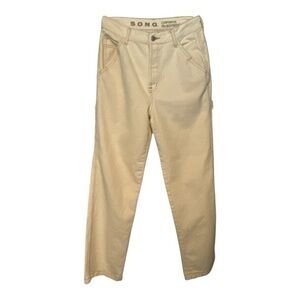 Tan Cotton Twill Chinos with Straight-Leg Design